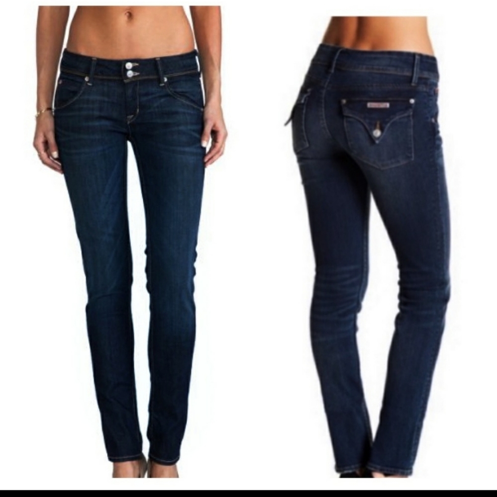 Hudson Collin Flap Skinny Jeans Dark Blue Ankle 30